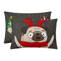 Комплект наволочек «Этель» Сhristmas dog, 50×70 см, 2 шт., бязь, хлопок 100%