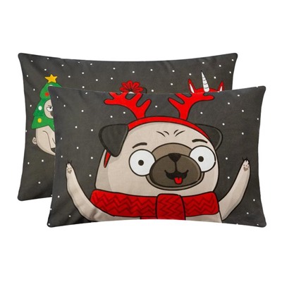 Комплект наволочек «Этель» Сhristmas dog, 50×70 см, 2 шт., бязь, хлопок 100%