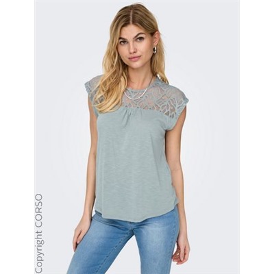 Damen Top mit Spitzeneinsatz