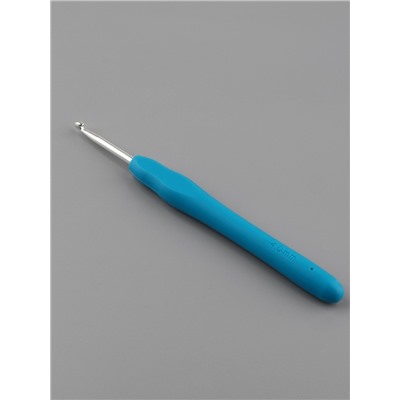 Крючок для вязания, с силиконовой ручкой, d=4 мм, 14 см, голубой