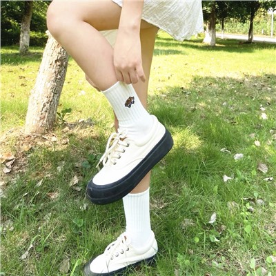 Tide, Japanese embroidery, thin sports cotton knee socks for men and women, with embroidery
