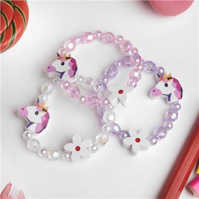 Браслет детский «Выбражулька» единорог с цветочком, d=5 см. МИКС