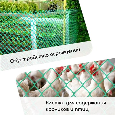 Сетка садовая, 1.5×10 м, ячейка 15×15 мм, пластиковая, зелёная, Greengo, в рулоне