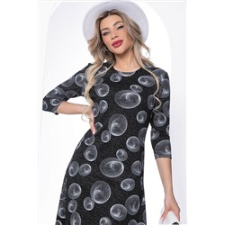 Платье "Идеал стиля" (черное/принт) П8792