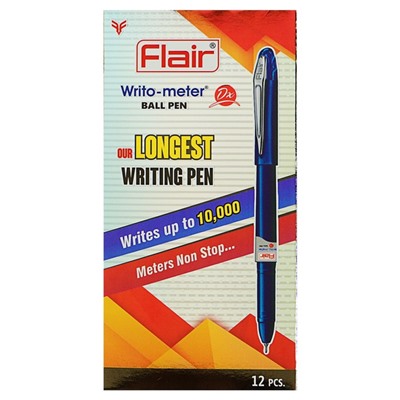 Ручка шариковая Flair Writo-Meter DX узел-игла 0.6, (длина письма 10 км), шкала на стержне, синий