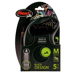 Рулетка Flexi Black Design M (до 25 кг) 5 м лента, черный/серебро
