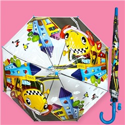 Зонт-трость детский прозрачный с рисунком полуавтомат Арт 2007/6