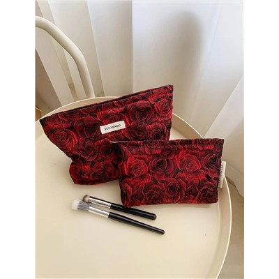 Cosmetic bag, shoulder bag, handheld small clutch bag, storage bag for traveling, flowered