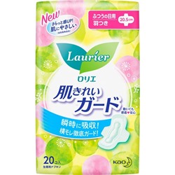 Женские гигиенические прокладки с крылышками для умеренных выделений Laurier Sanitary Napkin With Wings (длина: 20,5 см), Kao 20 шт