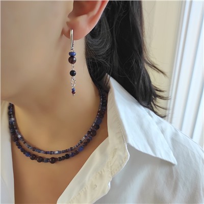 Серьги из натуральных камней: гранат, лазурит, авантюрин