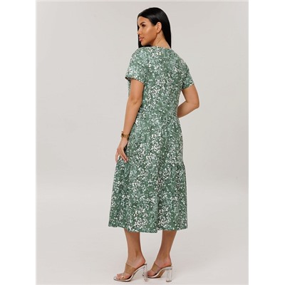 Женское платье Пл-116(К) / Зеленый (цветы)