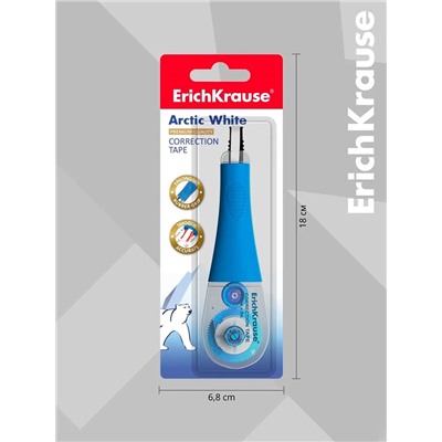Корректирующая лента 4.2 мм × 8 м, ErichKrause Arctic white, супер-белая, резиновый держатель, блистер