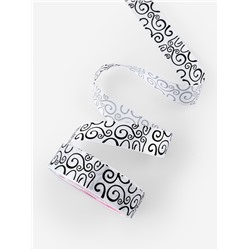 Лента атласная «Узор», 25 мм, 23±1 м, чёрная, белая №001