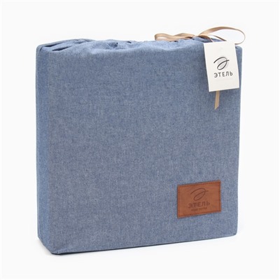 Постельное бельё Этель Denim 1.5 сп, 155×210 см, 160×240 см, 50×70-2 шт., синее, жатый хлопок