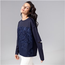 Лонгслив с разрезами на рукавах, Образ решает (синий)