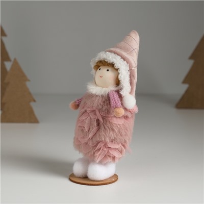 Интерьерная кукла текстильная «Девочка в тёплом розовом платьишке», 5.5×5.5×13.5 см