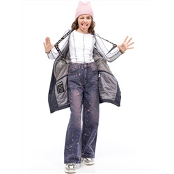 Парка утеплённая для девочки NIKASTYLE 5м3425 Сакура Графит
