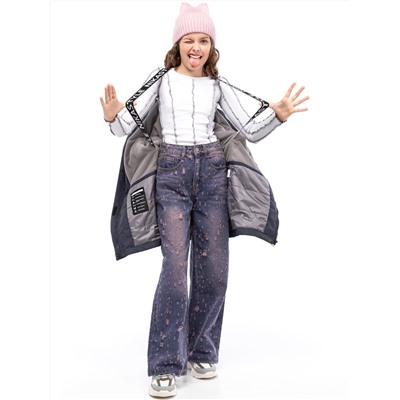Парка утеплённая для девочки NIKASTYLE 5м3425 Сакура Графит