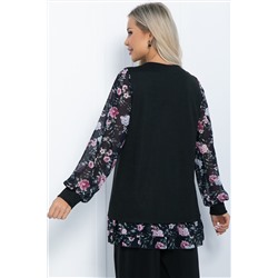 Блуза Хелли (черная/пионы) Б11363
