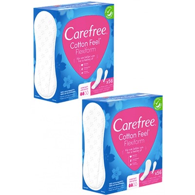 Carefree Slipeinlage Cotton Feel Flexiform ohne Duft 56 St, Карефри Ежедневные прокладки с хлопком Флексиформ 56шт, 2 упаковки (112шт)