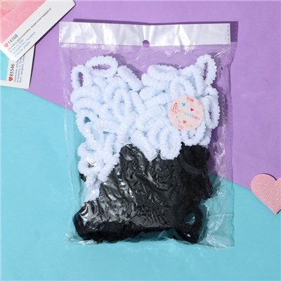 Резинки для волос «Махрушка», набор 100 шт., классика, 2.5 см, чёрные, белые