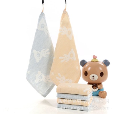 Creative gauze handkerchief, children's eating bib, with little bears, wholesale