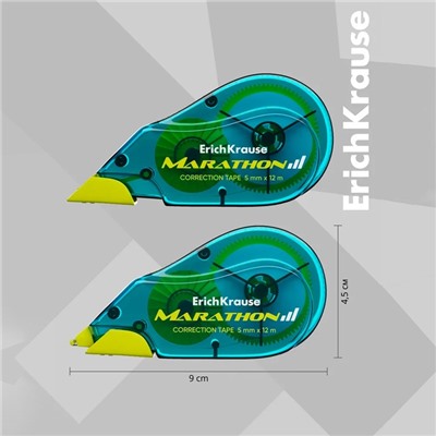 Корректирующая лента 5 мм × 12 м, ErichKrause Marathon, корпус морская волна, блистер
