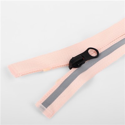 Молния «Спираль», №5, разъёмная, со светоотражающей полосой, замок автомат, 80 см, розовая