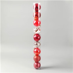 Ёлочные игрушки «Мелодия», шары новогодние, d=8 см, набор 9 шт., веточки глянец, красный