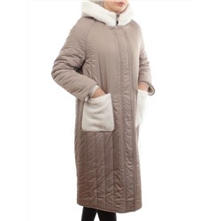2639 BEIGE Пальто двухстороннее женское еврозима (100 гр. холлофайбер, искусственный мех)