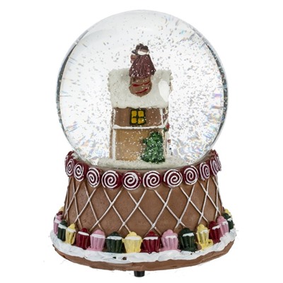 GAEM Фигурка декор в стекл шаре "Пряник" (подсв, муз, вьюга, AAAх3 н/п), D 9.5 см, L10,5 W10,5 H15 см