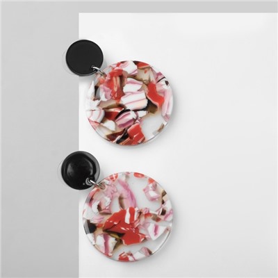 Серьги акриловые «Круг», цветные в серебре