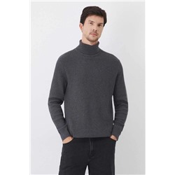 Sweter bawełniany męski z fakturą  kolor szary