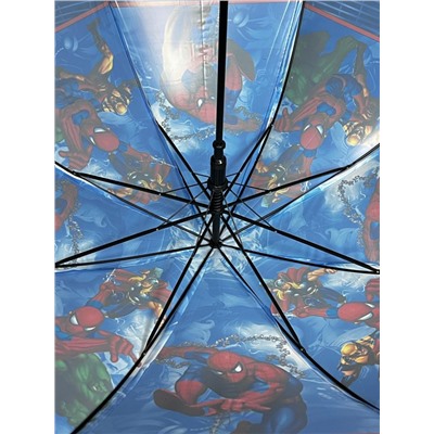 Зонт-трость для мальчика с мультгероями полуавтомат Арт 001/2