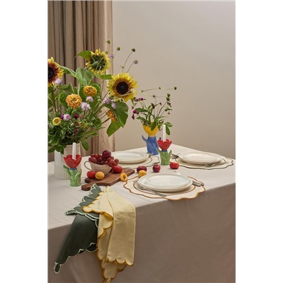 Набор кухонных полотенец с контрастным кантом зеленого цвета из коллекции Trendy Ruffles, 50х70 см