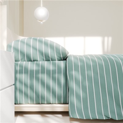 Постельное бельё Этель 1.5сп Mint stripes 143х215 см,150х214 см,70х70см-2 шт, 100% хлопок,поплин