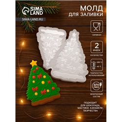 Молд для заливки «Ёлка с бантиками», 12×10 см, силикон, прозрачный