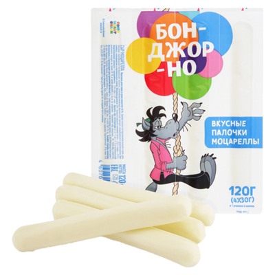 Моцарелла палочки "Бонджорно", 45%, 0,12 кг, т/ф