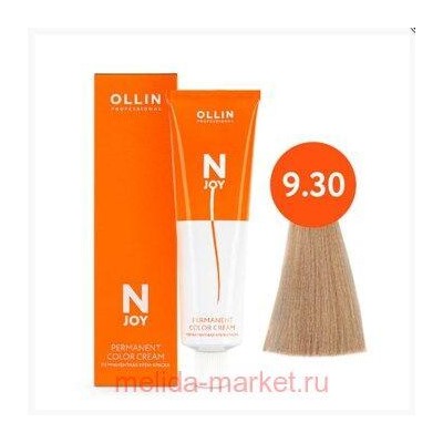 OLLIN "N-JOY" 9/30 – блондин золотистый, перманентная крем-краска для волос 100мл