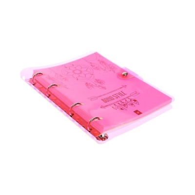 Тетрадь на кольцах А5 120 листов в клетку LOREX «NEON. PINK», со сменным блоком, пластиковая обложка, с наклейками