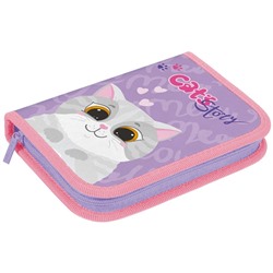Пенал 1 отделение, 200*140*40 Berlingo "Cute cat", 2 откидные секции, полиэстер