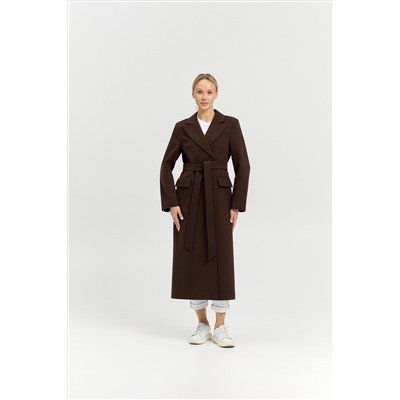 Пальто женское демисезонное 26895 (шоколад/рубчик)