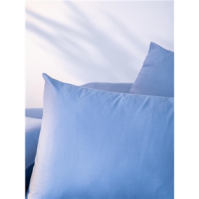 Комплект постельного белья из премиального сатина джинсово-синего цвета из коллекции Essential, 150х