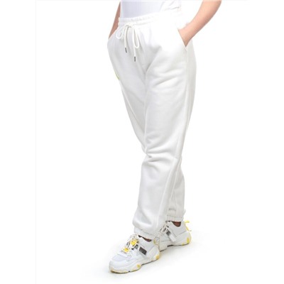 M041 WHITE Брюки спортивные женские на флисе (100% хлопок) 7986