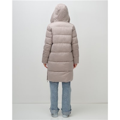 Пальто зимнее утепленное с капюшоном женское светло-коричневого цвета 7637SK