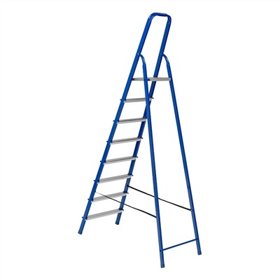 Стремянка, 8 ступеней, стальной профиль, алюминиевые ступени Сибртех