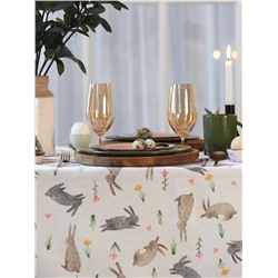Скатерть пасхальная Доляна Fluffy bunnies, 110×144 см, 100% хлопок, 164 г/м²