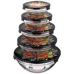 НАБОР МИСКИ С КРЫШКОЙ AGNESS "РОСКОШНЫЙ САД", 10 ПРЕДМЕТОВ, 150/250/450/630/1150 МЛ