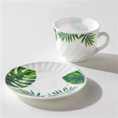 Столовый сервиз «Лист папоротника», 37 предметов, стеклокерамика, белый