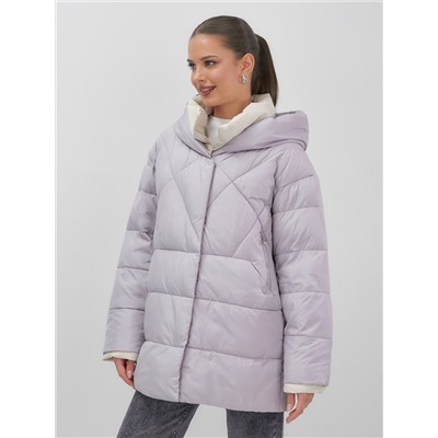 Куртка женская зимняя с капюшоном большого размера фиолетового цвета 1170F